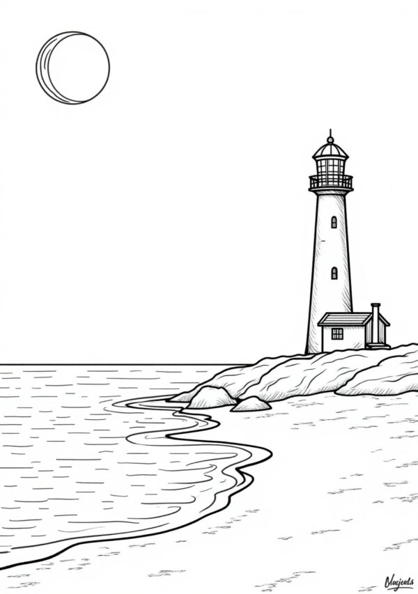 Lighthouse Bliss: Digital Coloring Pages - 25 Pages