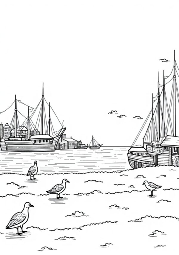 Serene Harbor Coloring Book Digital Download - 26 Pages