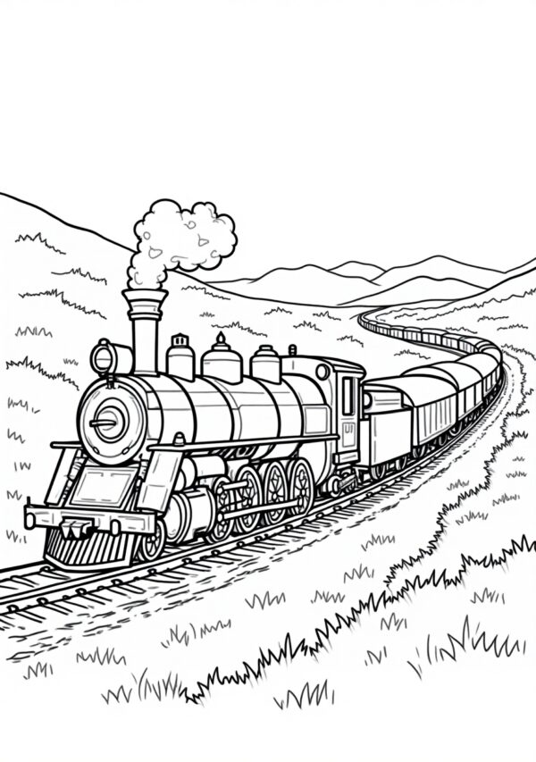 Train Coloring Book: Digital Download for Creative Relaxation - 26 Pages