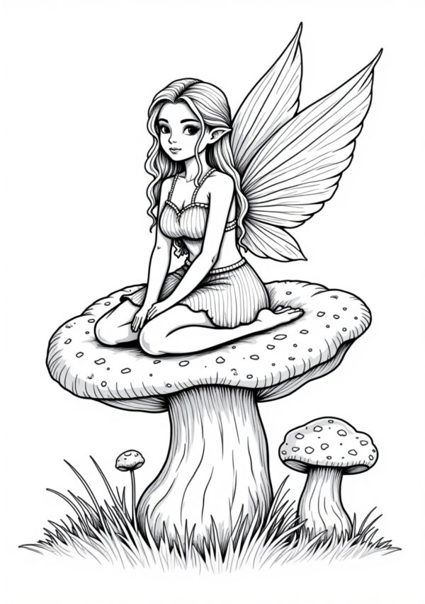 Enchanting Fairy and Mushroom Coloring Book - 26 Pages