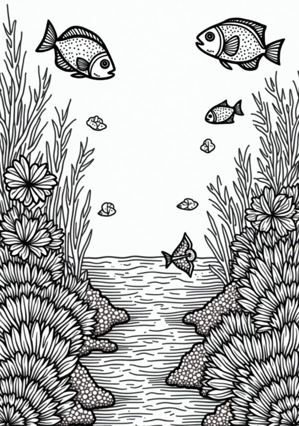 Ocean Botanical Coloring Book For Relaxation - 24 Pages - Image 2