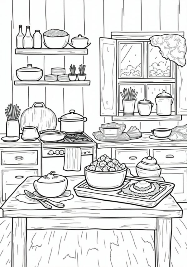 Serene Kitchen Coloring Collection: Digital Download - 25 Pages