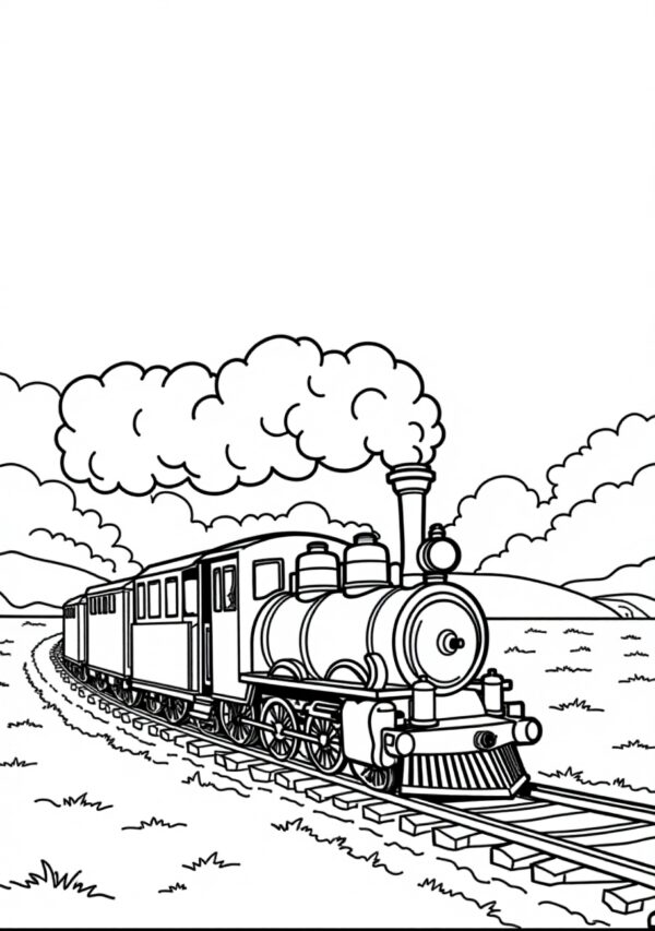 Train Coloring Book: Digital Download for Creative Relaxation - 26 Pages - Image 2