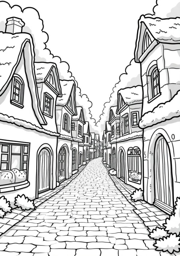 Charming Village Digital Coloring Book - 24 Pages - Image 2