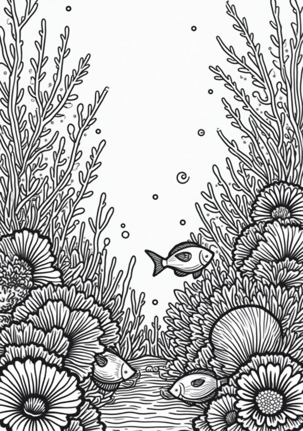 Ocean Botanical Coloring Book For Relaxation - 24 Pages - Image 3