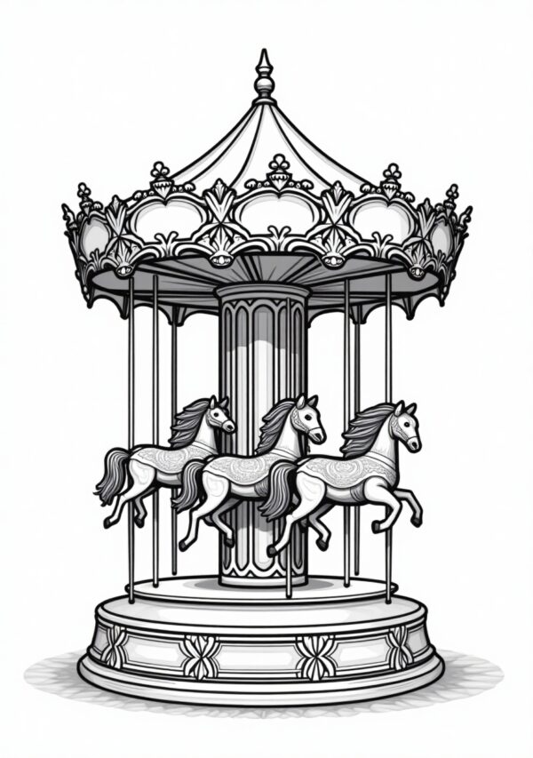 Intricate Carousel Coloring Book: Digital Download - 25 Pages