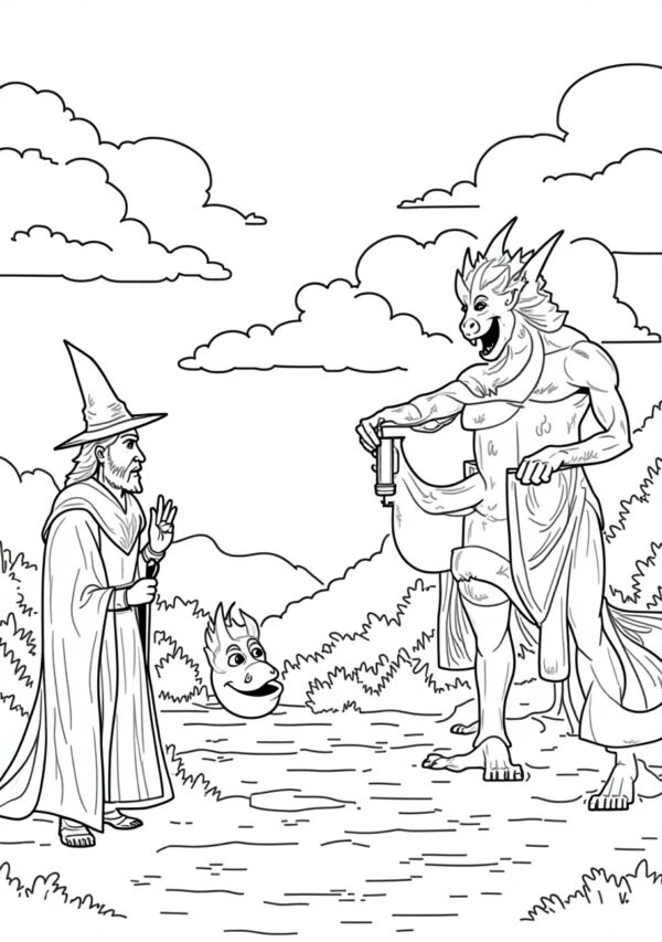 Magical Wizard and Dragon Coloring Book - Digital Download - 26 Pages - Image 2