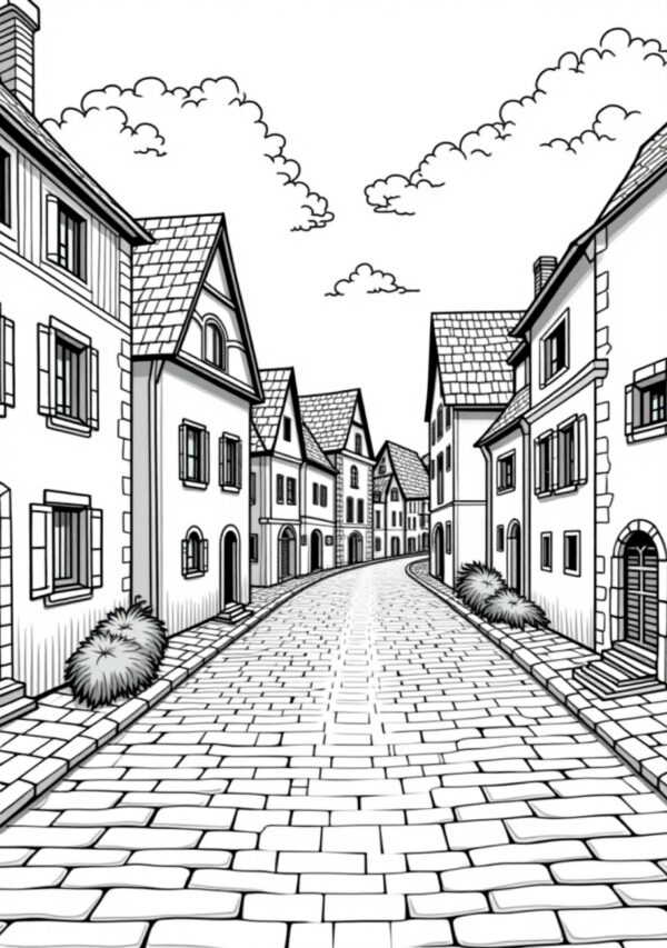 Charming Village Digital Coloring Book - 24 Pages - Image 3