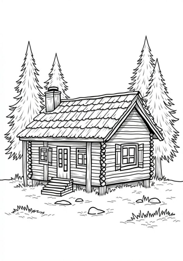 Botanical Cabins Digital Coloring Book - 26 Pages