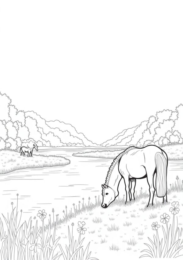 Nature Horse Coloring Book: Relax and Create - 26 Pages - Image 2