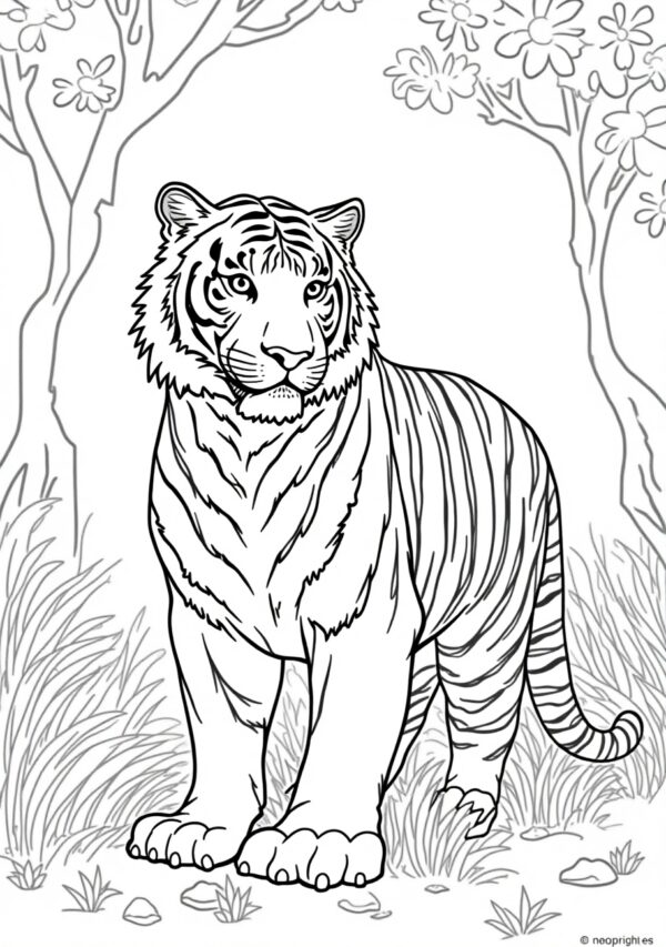 Botanical Tiger Coloring Pages - Instant Download - 26 Pages