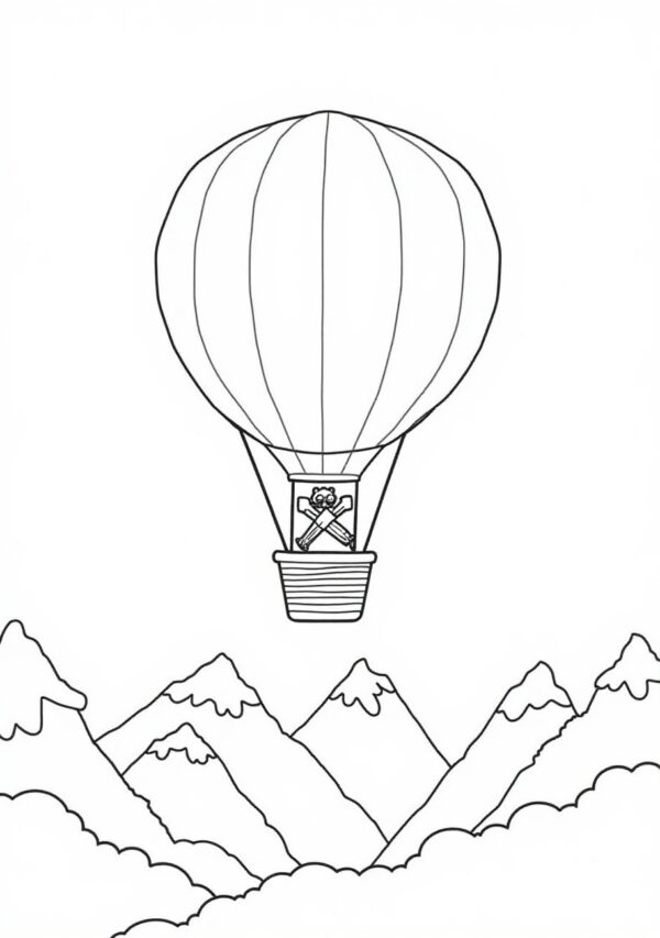 Tranquil Hot Air Balloon Coloring Book Digital Download - 26 Pages