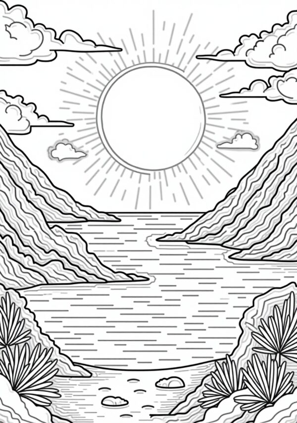 Serene Beach Scenes Coloring Book - Digital Download - 25 Pages