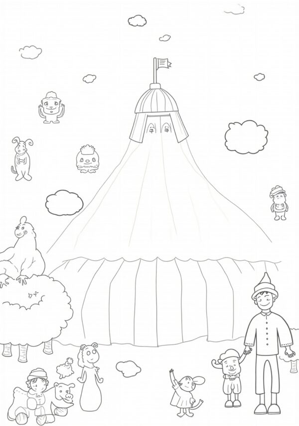 Whimsical Circus Coloring Book Digital Download - 25 Pages