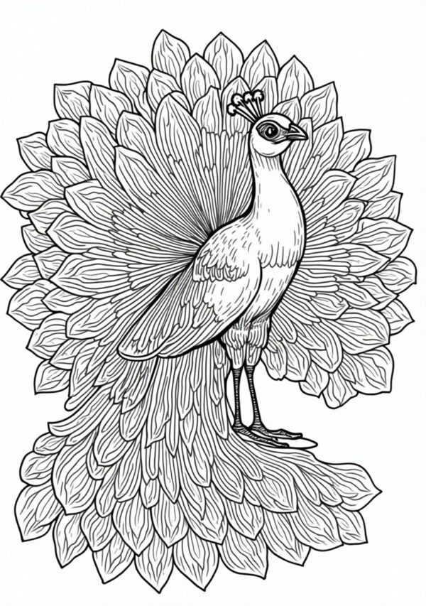 Intricate Peacock Coloring Book: Instant Digital Download - 26 Pages - Image 2