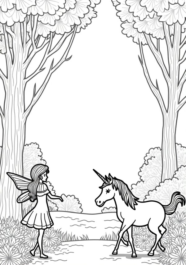 Unicorn Fairy Tale Coloring Book for Relaxation - 25 Pages - Image 3