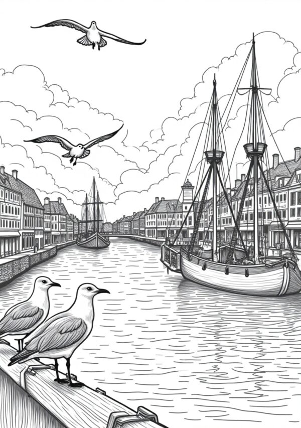 Serene Harbor Coloring Book Digital Download - 26 Pages - Image 2