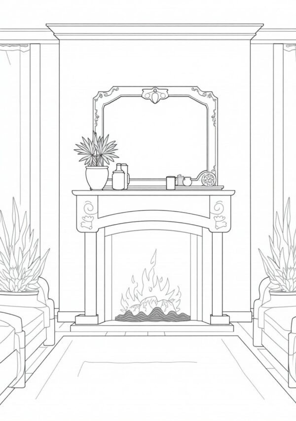 Cozy Fireplace Scenes Coloring Book: Digital Download - 23 Pages - Image 2