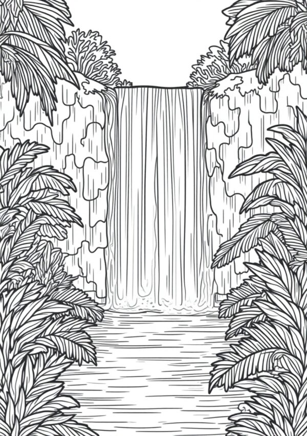 Botanical Waterfall Coloring Book: Calming & Intricate Designs - 23 Pages - Image 4