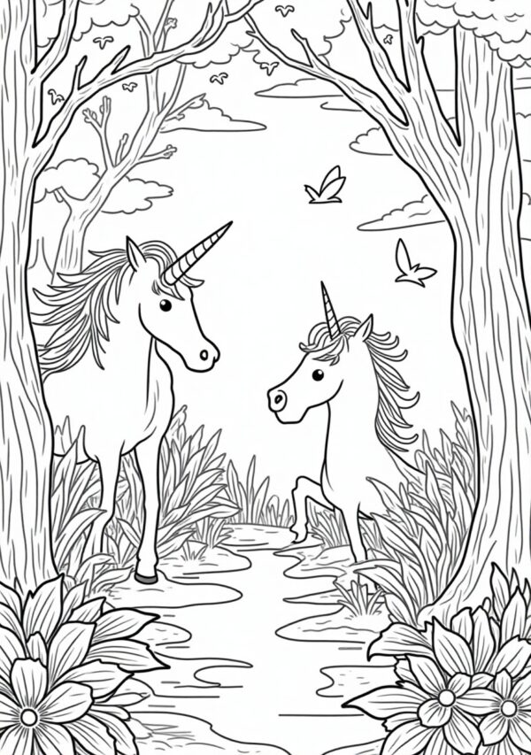 Unicorn Fairy Tale Coloring Book for Relaxation - 25 Pages - Image 4