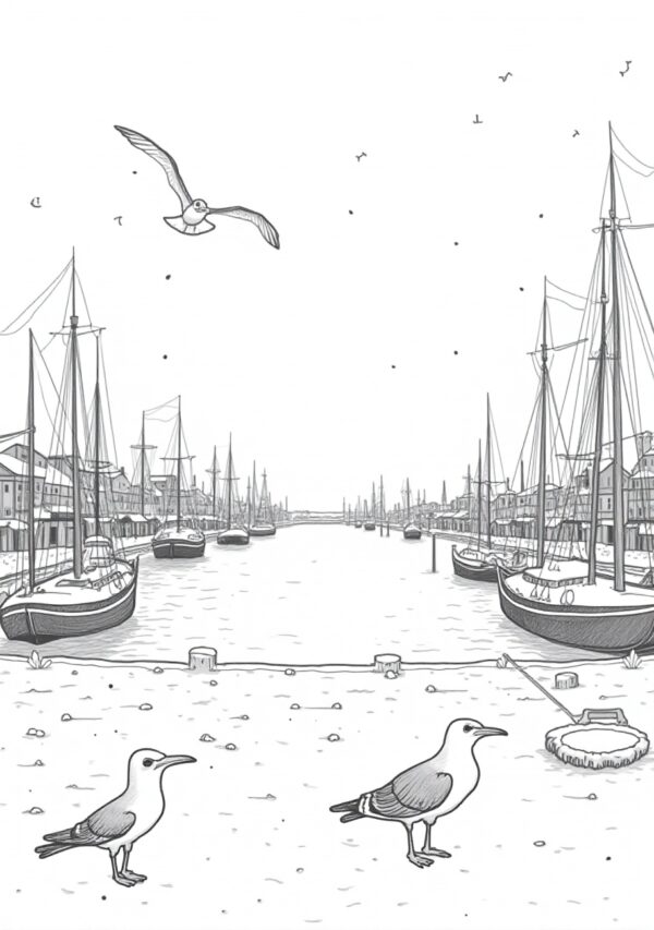 Serene Harbor Coloring Book Digital Download - 26 Pages - Image 3