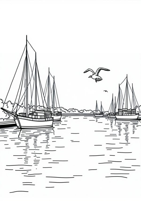 Serene Harbor Coloring Book Digital Download - 26 Pages - Image 4