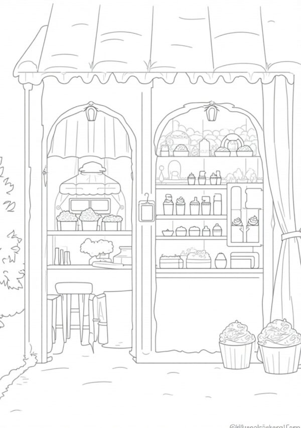 Charming Bakery Scenes Coloring Book Digital Download - 23 Pages - Image 3