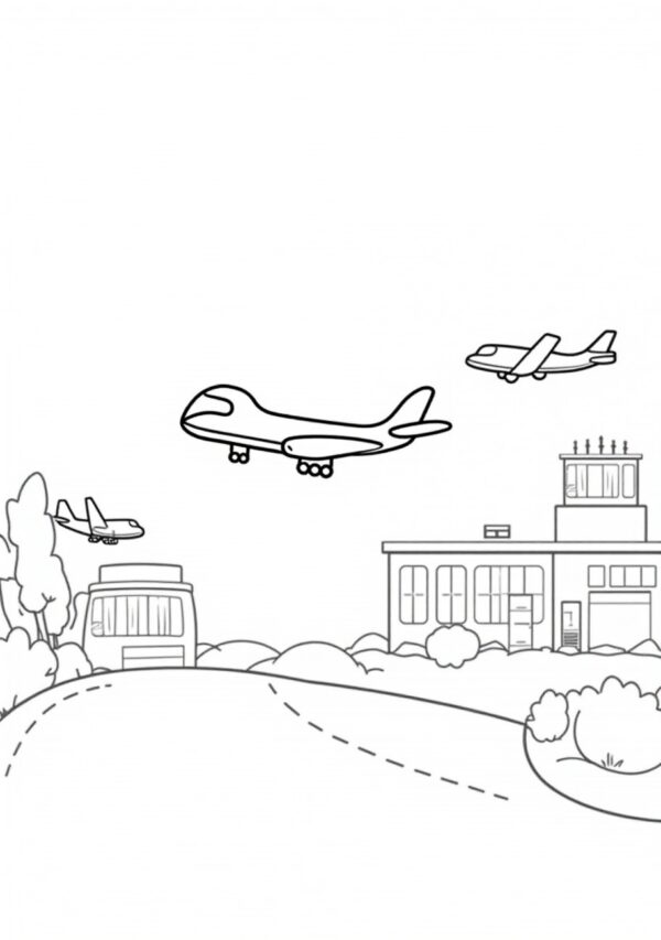 Relaxing Airplane Scenes Coloring Book - 24 Pages