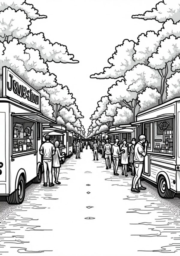 Unique Mandala Food Trucks Coloring Book - 25 Pages - Image 4