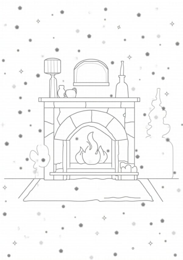 Cozy Fireplace Scenes Coloring Book: Digital Download - 23 Pages - Image 3