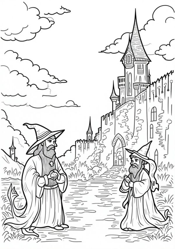 Magical Wizard and Dragon Coloring Book - Digital Download - 26 Pages - Image 3