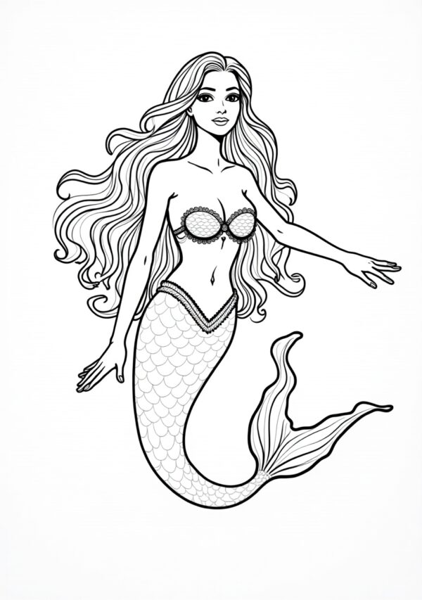 Calming Mermaid Coloring Book - Digital Download - 25 Pages - Image 2