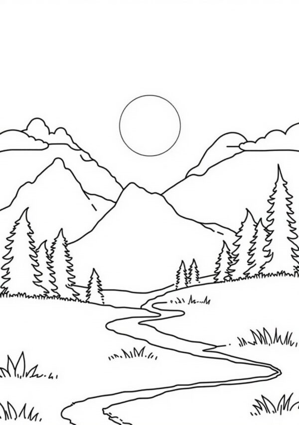 Digital Nature Coloring Book - Relaxing Botanical and Landscape Designs - 26 Pages - Image 3