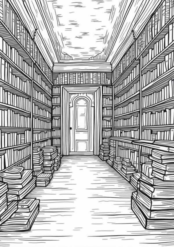 Intricate Library Coloring Book - Instant Digital Download - 25 Pages - Image 3