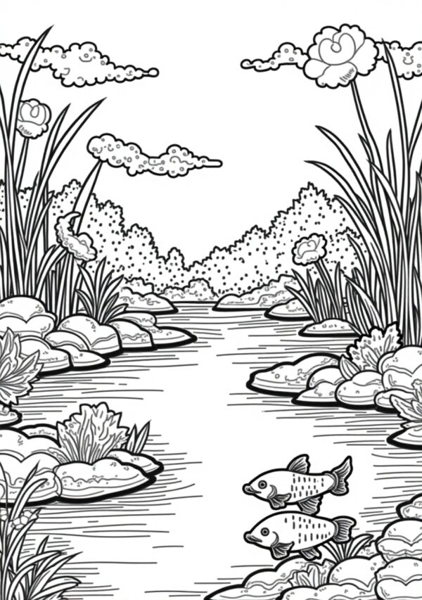 Serene Nature Coloring Book - Digital Download - 26 Pages