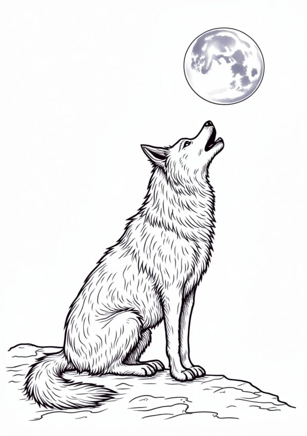 Wolf and Moon Coloring Book for Relaxation - 26 Pages - Image 3