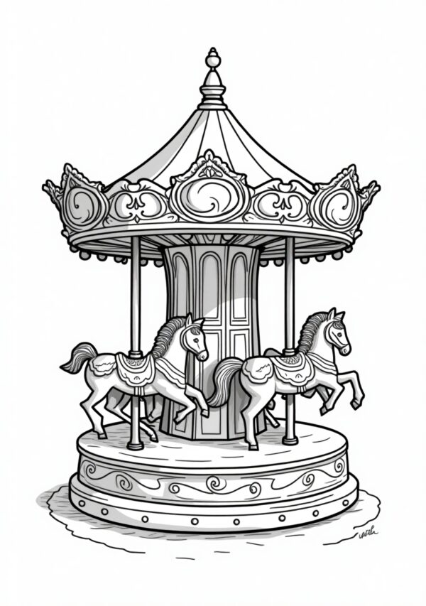 Intricate Carousel Coloring Book: Digital Download - 25 Pages - Image 4