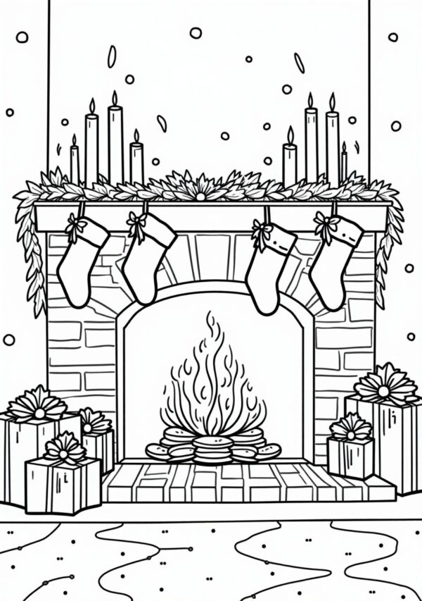 Cozy Holiday Fireplace Coloring Book: Relax and Unwind - 26 Pages - Image 2