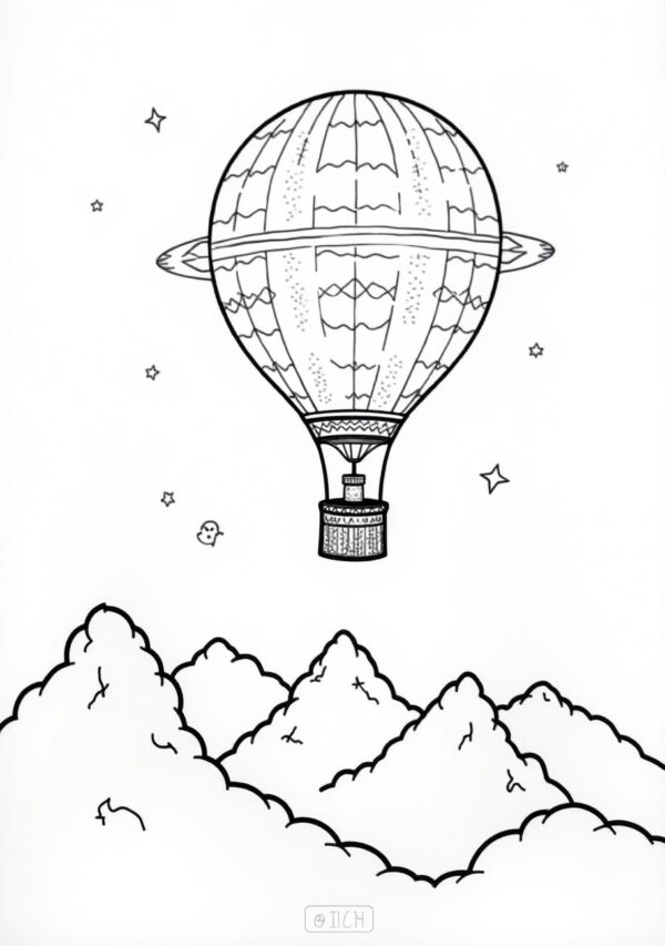 Tranquil Hot Air Balloon Coloring Book Digital Download - 26 Pages - Image 3