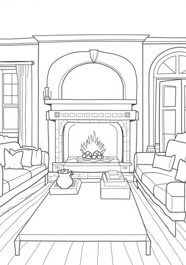 Cozy Fireplace Scenes Coloring Book: Digital Download - 23 Pages - Image 4