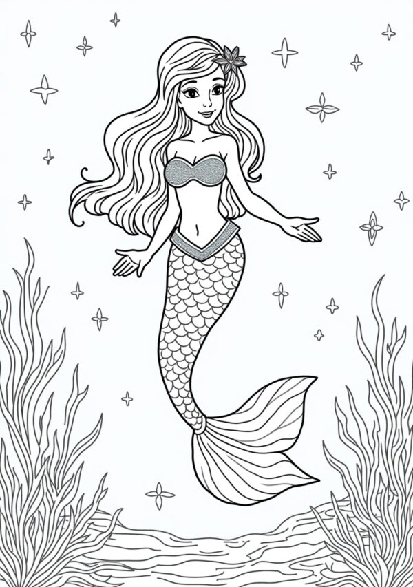 Calming Mermaid Coloring Book - Digital Download - 25 Pages - Image 3