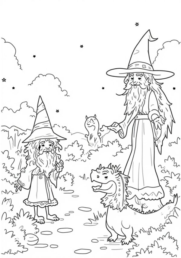 Magical Wizard and Dragon Coloring Book - Digital Download - 26 Pages - Image 4