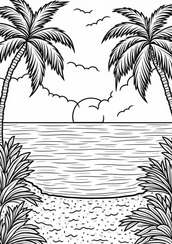 Serene Beach Scenes Coloring Book - Digital Download - 25 Pages - Image 2