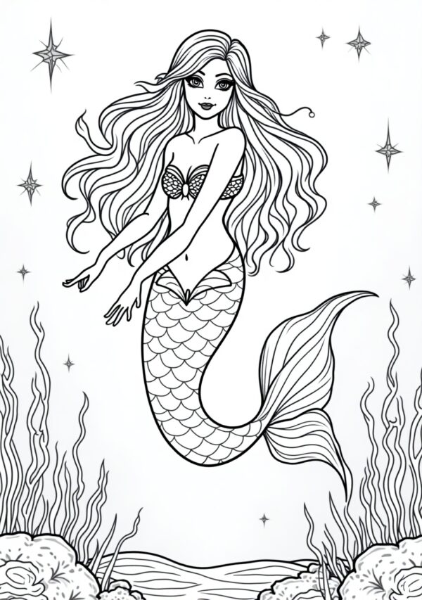 Calming Mermaid Coloring Book - Digital Download - 25 Pages - Image 4