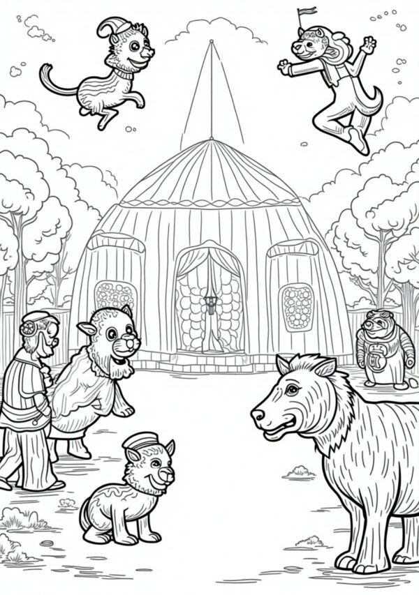 Whimsical Circus Coloring Book Digital Download - 25 Pages - Image 3