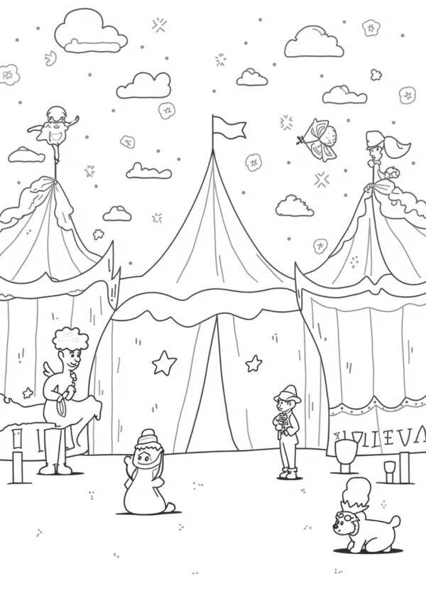 Whimsical Circus Coloring Book Digital Download - 25 Pages - Image 4