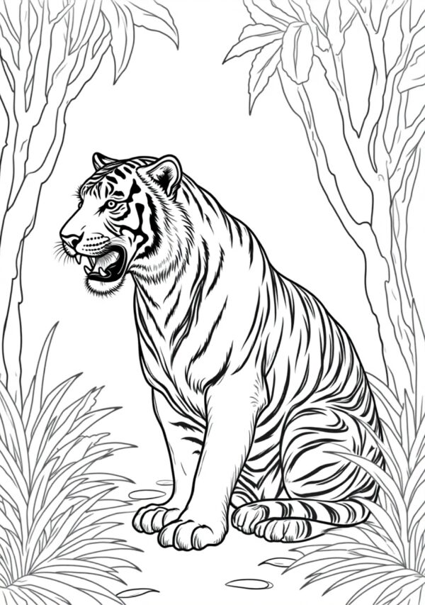 Botanical Tiger Coloring Pages - Instant Download - 26 Pages - Image 4