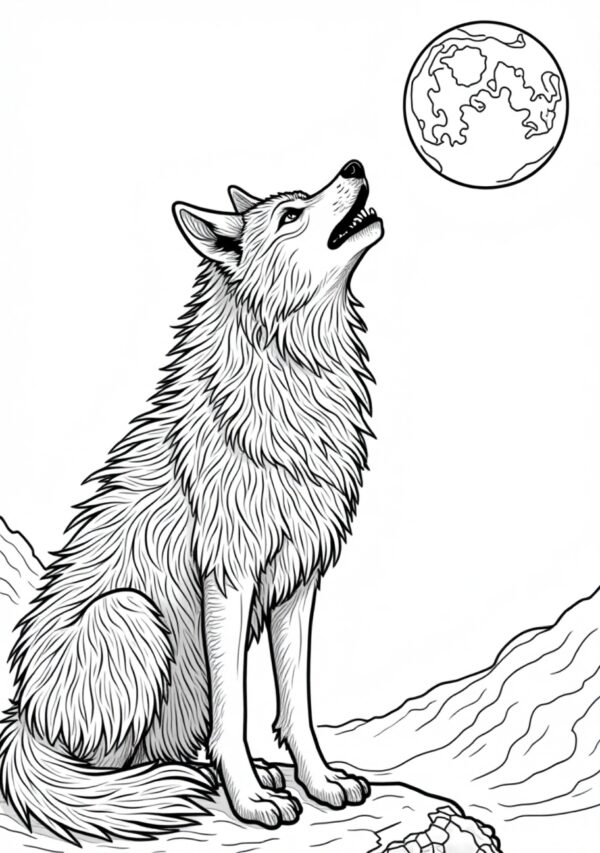 Wolf and Moon Coloring Book for Relaxation - 26 Pages - Image 4