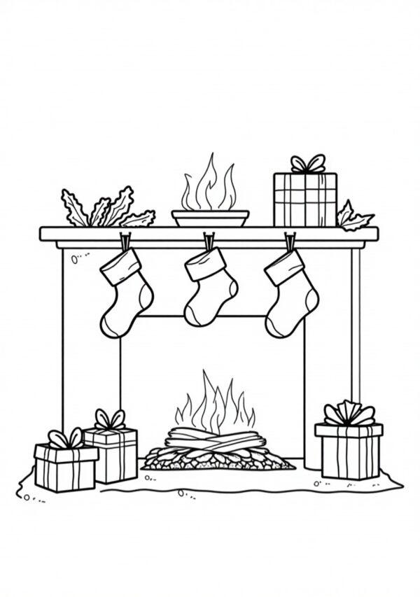 Cozy Holiday Fireplace Coloring Book: Relax and Unwind - 26 Pages - Image 3