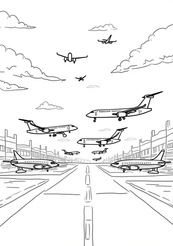 Relaxing Airplane Scenes Coloring Book - 24 Pages - Image 3